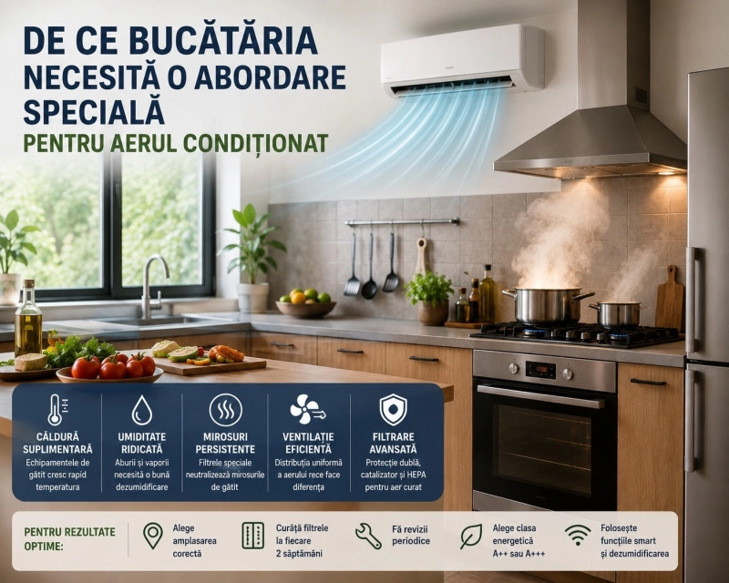 Aer conditionat 12000 BTU pentru bucatarie - provocari si solutii practice