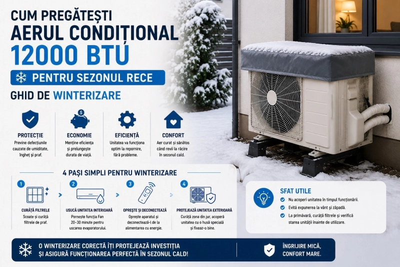 Cum pregătești aerul condițional 12000 BTU pentru sezonul rece - ghid de winterizare