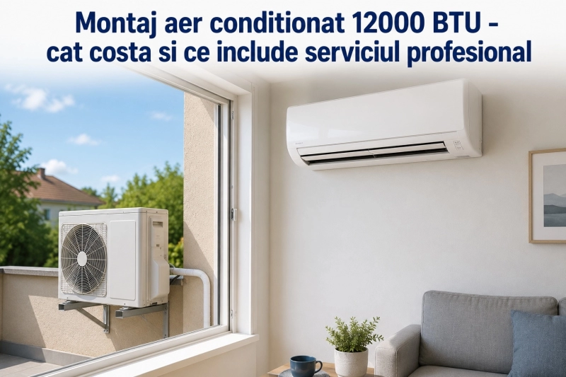 Montaj aer conditionat 12000 BTU - cat costa si ce include serviciul profesional